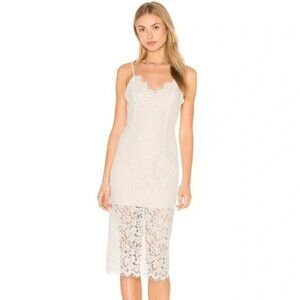 Bardot REVOLVE Sienna Lace Sheath Midi Dress in Cream with Cami Straps Sz M